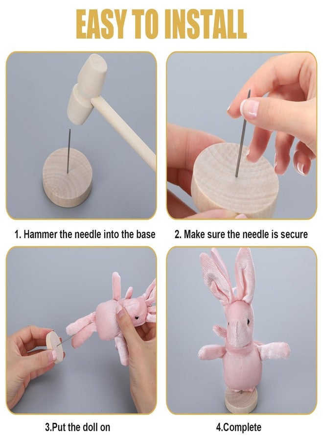 YONHTUTU 12PCS Positive Crochet Doll Stands, Single Needle Knitted Doll Wooden Display Stand for Positive Potato, Wooden Stand for Display Mini Potatoes, Doll Base for Support Pickle Crochet Animal Toys - Image 2